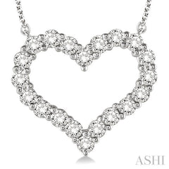 1 Ctw Round Cut Diamond Heart Pendant With Chain in 14K White Gold 1 Ctw Round Cut Diamond Heart Pendant With Chain in 14K White Gold