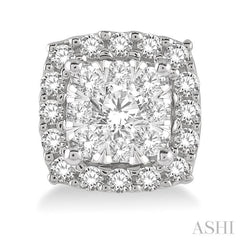 1/3 Ctw Cushion Shape Lovebright Round Cut Diamond Stud Earrings in 14K White Gold 1/3 Ctw Cushion Shape Lovebright Round Cut Diamond Stud Earrings in 14K White Gold