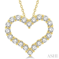 2 Ctw Heart Shape Round Cut Diamond Pendant With Chain in 14K Yellow Gold 2 Ctw Heart Shape Round Cut Diamond Pendant With Chain in 14K Yellow Gold