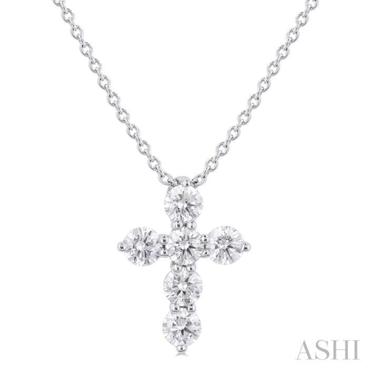 1/3 Ctw Round Cut Diamond Christian Cross 6-Stone Fashion Pendant With Chain in 14K White Gold 1/3 Ctw Round Cut Diamond Christian Cross 6-Stone Fashion Pendant With Chain in 14K White Gold