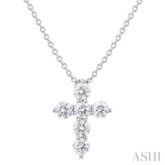 1/3 Ctw Round Cut Diamond Christian Cross 6-Stone Fashion Pendant With Chain in 14K White Gold 1/3 Ctw Round Cut Diamond Christian Cross 6-Stone Fashion Pendant With Chain in 14K White Gold
