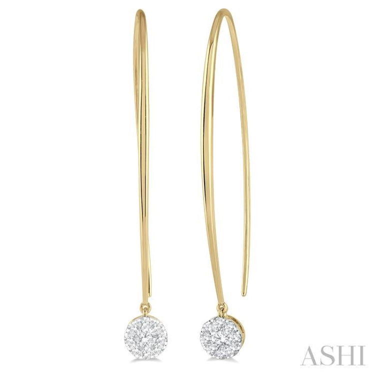 1/2 Ctw Round Dangler Lovebright Diamond Earring in 14K Yellow and White Gold 1/2 Ctw Round Dangler Lovebright Diamond Earring in 14K Yellow and White Gold