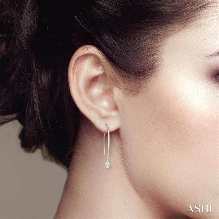 1/3 Ctw Pear Shape Dangler Lovebright Round Cut Diamond Earring in 14K White Gold 1/3 Ctw Pear Shape Dangler Lovebright Round Cut Diamond Earring in 14K White Gold