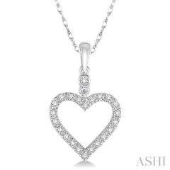 1/6 Ctw Round Cut Diamond Heart Pendant in 10K White Gold with Chain 1/6 Ctw Round Cut Diamond Heart Pendant in 10K White Gold with Chain