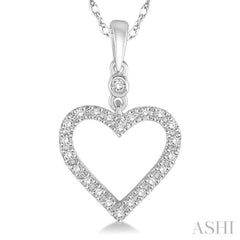 1/6 Ctw Round Cut Diamond Heart Pendant in 10K White Gold with Chain 1/6 Ctw Round Cut Diamond Heart Pendant in 10K White Gold with Chain
