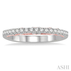 1/5 Ctw Milgrain Gallery Round Cut Diamond Wedding Band in 14K White and Rose Gold 1/5 Ctw Milgrain Gallery Round Cut Diamond Wedding Band in 14K White and Rose Gold