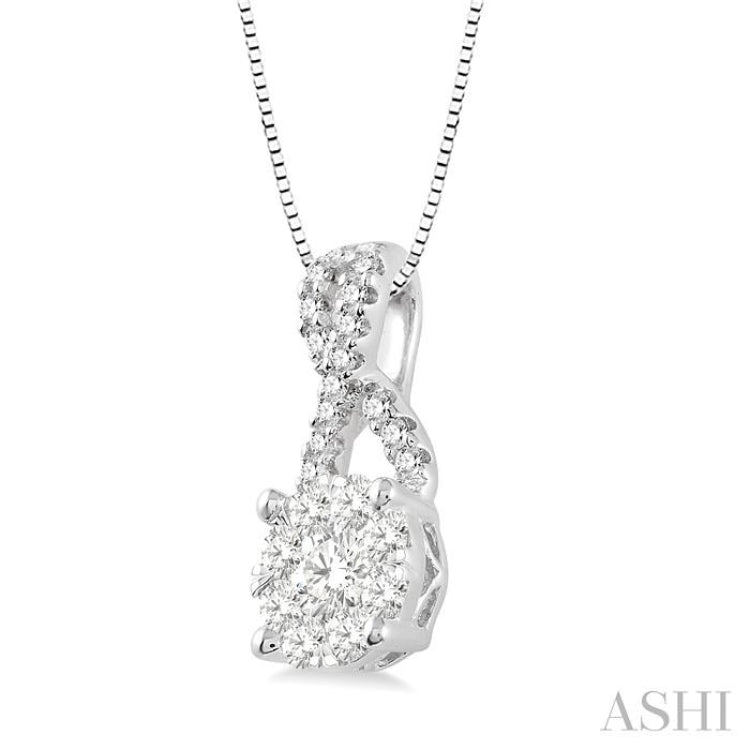 1/4 Ctw Lovebright Round Cut Diamond Pendant in 14K White Gold with Chain 1/4 Ctw Lovebright Round Cut Diamond Pendant in 14K White Gold with Chain