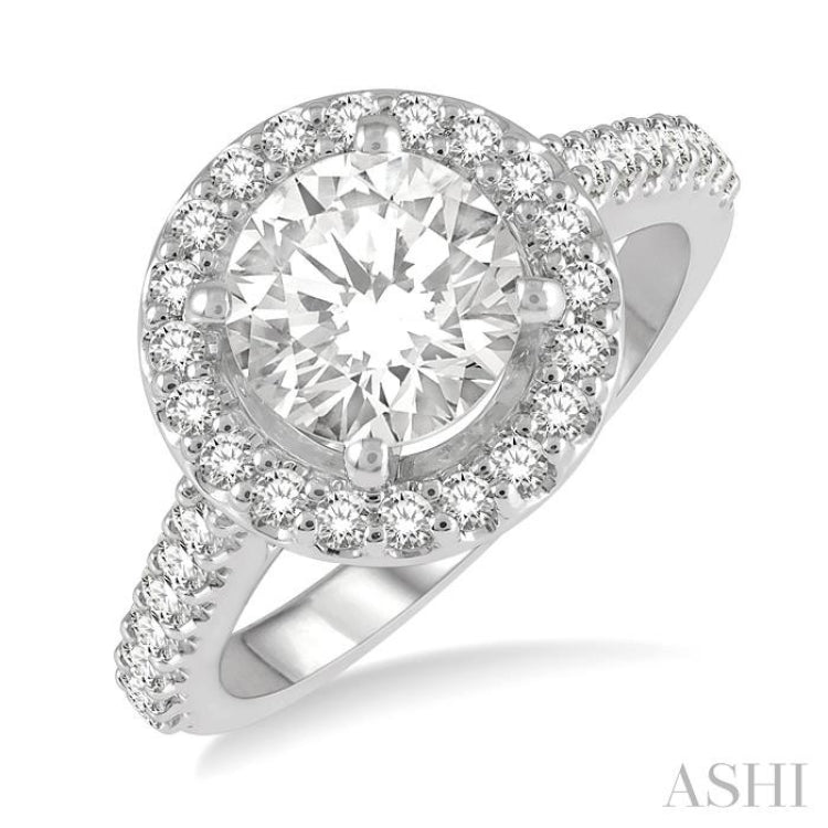 1/2 Ctw Round Cut Diamond Semi-Mount Engagement Ring in 14K White Gold 1/2 Ctw Round Cut Diamond Semi-Mount Engagement Ring in 14K White Gold