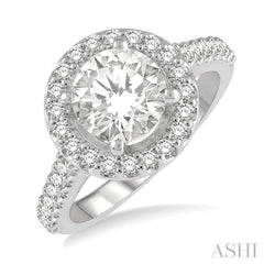 1/2 Ctw Round Cut Diamond Semi-Mount Engagement Ring in 14K White Gold 1/2 Ctw Round Cut Diamond Semi-Mount Engagement Ring in 14K White Gold