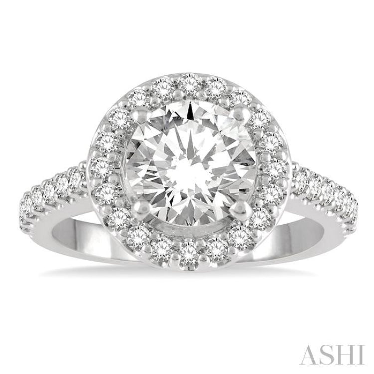1/2 Ctw Round Cut Diamond Semi-Mount Engagement Ring in 14K White Gold 1/2 Ctw Round Cut Diamond Semi-Mount Engagement Ring in 14K White Gold