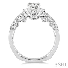 3/4 ctw Diamond Engagement Ring with 3/8 ct Princess Cut Center Stone in 14K White Gold 3/4 ctw Diamond Engagement Ring with 3/8 ct Princess Cut Center Stone in 14K White Gold