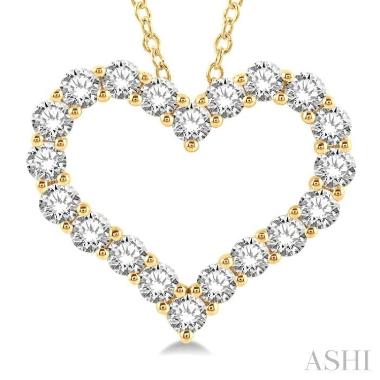 4 Ctw Heart Shape Round Cut Diamond Pendant With Chain in 14K Yellow Gold 4 Ctw Heart Shape Round Cut Diamond Pendant With Chain in 14K Yellow Gold