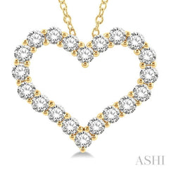 4 Ctw Heart Shape Round Cut Diamond Pendant With Chain in 14K Yellow Gold 4 Ctw Heart Shape Round Cut Diamond Pendant With Chain in 14K Yellow Gold