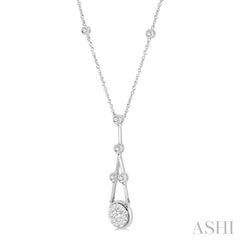 5/8 Ctw Bar & Circular Mount Motif Round Cut Diamond Lovebright Necklace in 14K White Gold 5/8 Ctw Bar & Circular Mount Motif Round Cut Diamond Lovebright Necklace in 14K White Gold