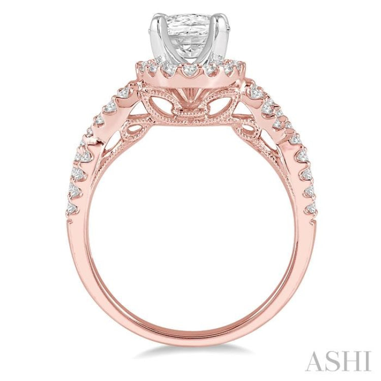 1/2 Ctw Twisted Shank Oval Shape Semi-Mount Round Cut Diamond Engagement Ring in 14K Rose and White Gold 1/2 Ctw Twisted Shank Oval Shape Semi-Mount Round Cut Diamond Engagement Ring in 14K Rose and White Gold