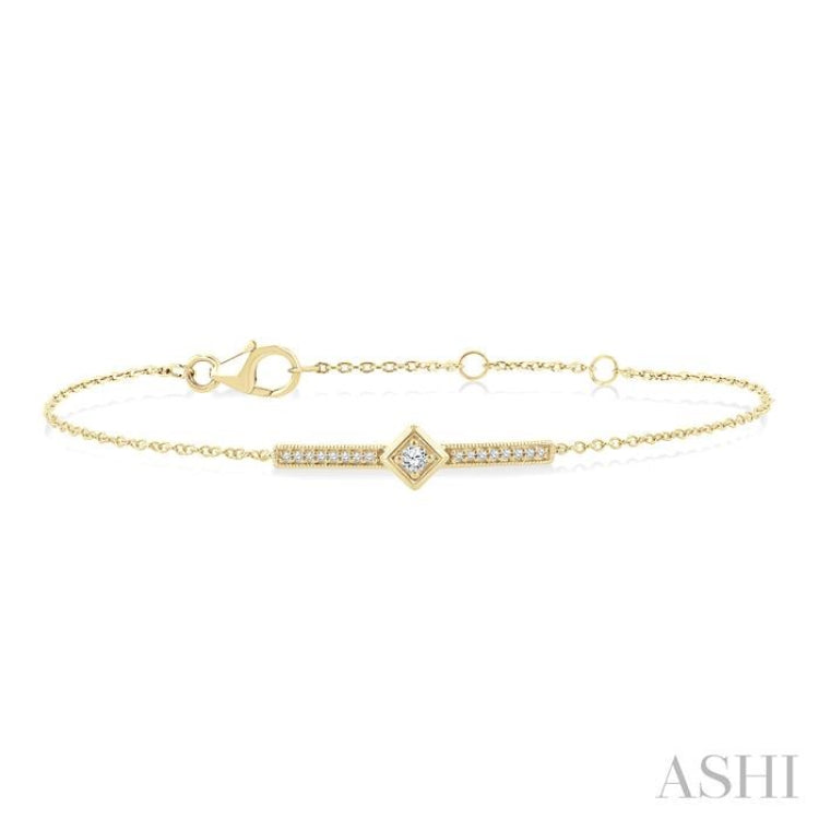 1/10 Ctw Round Cut Diamond Horizontal Bar Fashion Chain Bracelet in 10K Yellow Gold 1/10 Ctw Round Cut Diamond Horizontal Bar Fashion Chain Bracelet in 10K Yellow Gold