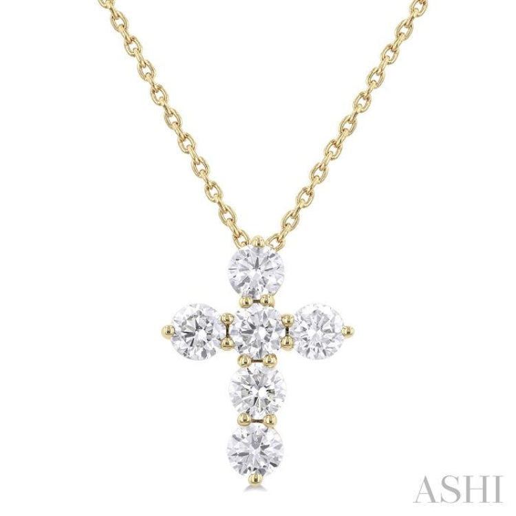 3/4 Ctw Round Cut Diamond Christian Cross 6-Stone Fashion Pendant With Chain in 14K Yellow Gold 3/4 Ctw Round Cut Diamond Christian Cross 6-Stone Fashion Pendant With Chain in 14K Yellow Gold
