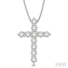 1 1/2 Ctw Round Cut Diamond Cross Pendant in 14K White Gold with Chain 1 1/2 Ctw Round Cut Diamond Cross Pendant in 14K White Gold with Chain