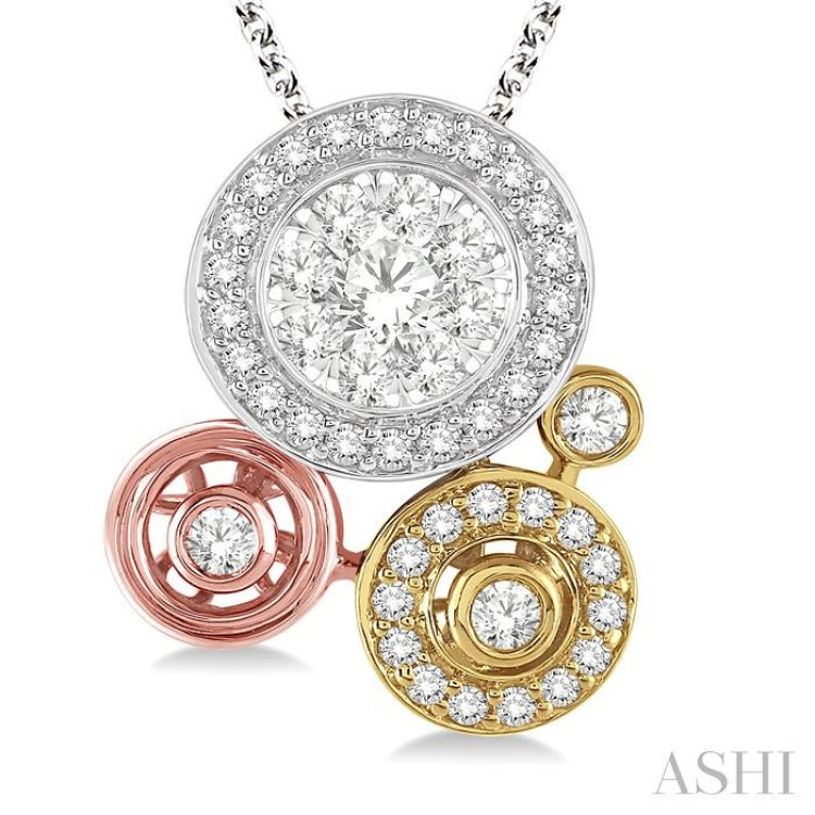 1/2 Ctw Round Cut Diamond Lovebright Fashion Pendant in 14K Tri Color Gold with Chain 1/2 Ctw Round Cut Diamond Lovebright Fashion Pendant in 14K Tri Color Gold with Chain