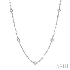 1 Ctw Round Cut Diamond Station Necklace in 14K White Gold 1 Ctw Round Cut Diamond Station Necklace in 14K White Gold