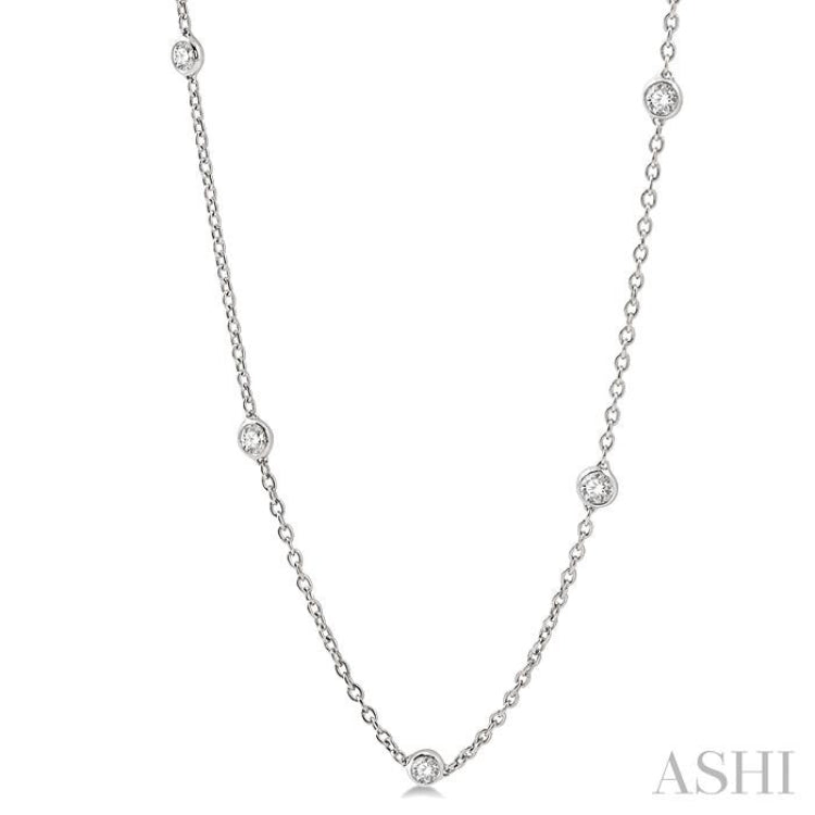1 Ctw Round Cut Diamond Station Necklace in 14K White Gold 1 Ctw Round Cut Diamond Station Necklace in 14K White Gold
