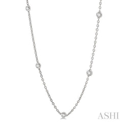 1 Ctw Round Cut Diamond Station Necklace in 14K White Gold 1 Ctw Round Cut Diamond Station Necklace in 14K White Gold