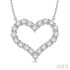 1/2 Ctw Round Cut Diamond Heart Pendant With Chain in 14K white Gold 1/2 Ctw Round Cut Diamond Heart Pendant With Chain in 14K white Gold