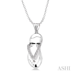 1/50 Ctw Single Cut Diamond Flip Flop Pendant in Sterling Silver with Chain 1/50 Ctw Single Cut Diamond Flip Flop Pendant in Sterling Silver with Chain