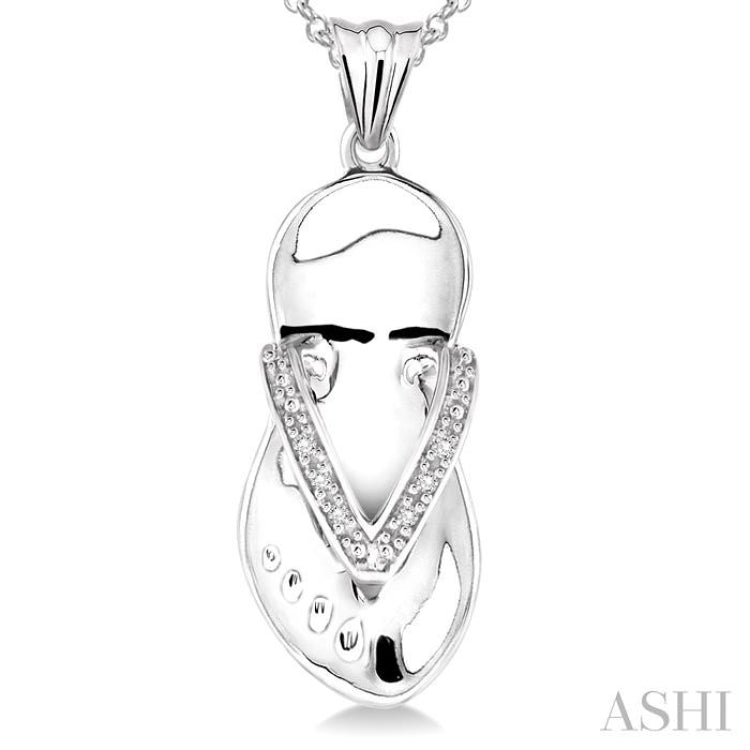 1/50 Ctw Single Cut Diamond Flip Flop Pendant in Sterling Silver with Chain 1/50 Ctw Single Cut Diamond Flip Flop Pendant in Sterling Silver with Chain