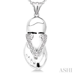 1/50 Ctw Single Cut Diamond Flip Flop Pendant in Sterling Silver with Chain 1/50 Ctw Single Cut Diamond Flip Flop Pendant in Sterling Silver with Chain