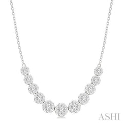 1 1/2 Ctw Round Cut Lovebright Diamond Necklace in 14K White Gold 1 1/2 Ctw Round Cut Lovebright Diamond Necklace in 14K White Gold