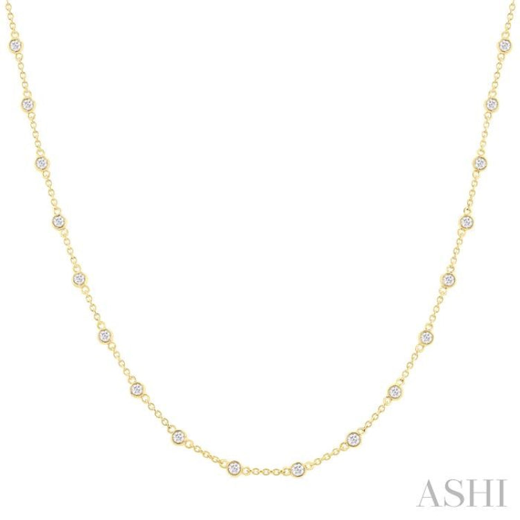1 Ctw Bezel Set Round Cut Diamond Station Necklace in 14K Yellow Gold 1 Ctw Bezel Set Round Cut Diamond Station Necklace in 14K Yellow Gold