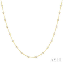 1 Ctw Bezel Set Round Cut Diamond Station Necklace in 14K Yellow Gold 1 Ctw Bezel Set Round Cut Diamond Station Necklace in 14K Yellow Gold