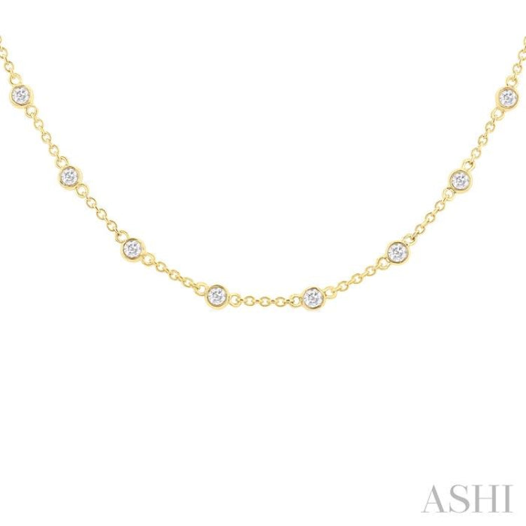 1 Ctw Bezel Set Round Cut Diamond Station Necklace in 14K Yellow Gold 1 Ctw Bezel Set Round Cut Diamond Station Necklace in 14K Yellow Gold