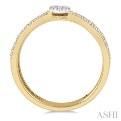 1/3 Ctw Twin Band Pear Shape Lovebright Round Cut Diamond Fashion Ring in 14K Yellow and White Gold 1/3 Ctw Twin Band Pear Shape Lovebright Round Cut Diamond Fashion Ring in 14K Yellow and White Gold