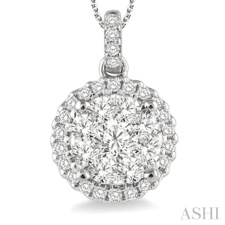 1 Ctw Lovebright Round Cut Diamond Pendant in 14K White Gold with Chain 1 Ctw Lovebright Round Cut Diamond Pendant in 14K White Gold with Chain