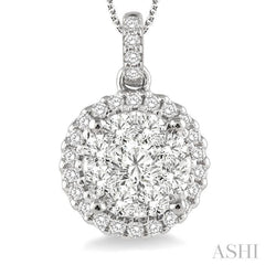 1 Ctw Lovebright Round Cut Diamond Pendant in 14K White Gold with Chain 1 Ctw Lovebright Round Cut Diamond Pendant in 14K White Gold with Chain