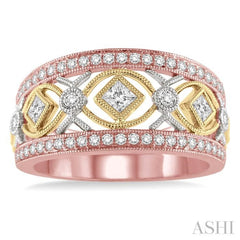 5/8 Ctw Diamond Fashion Ring in 14K Tri Color Gold 5/8 Ctw Diamond Fashion Ring in 14K Tri Color Gold