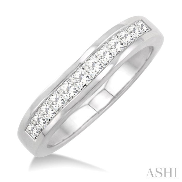 1/2 ctw Princess Cut Diamond Matching Wedding Band in 14K White Gold 1/2 ctw Princess Cut Diamond Matching Wedding Band in 14K White Gold