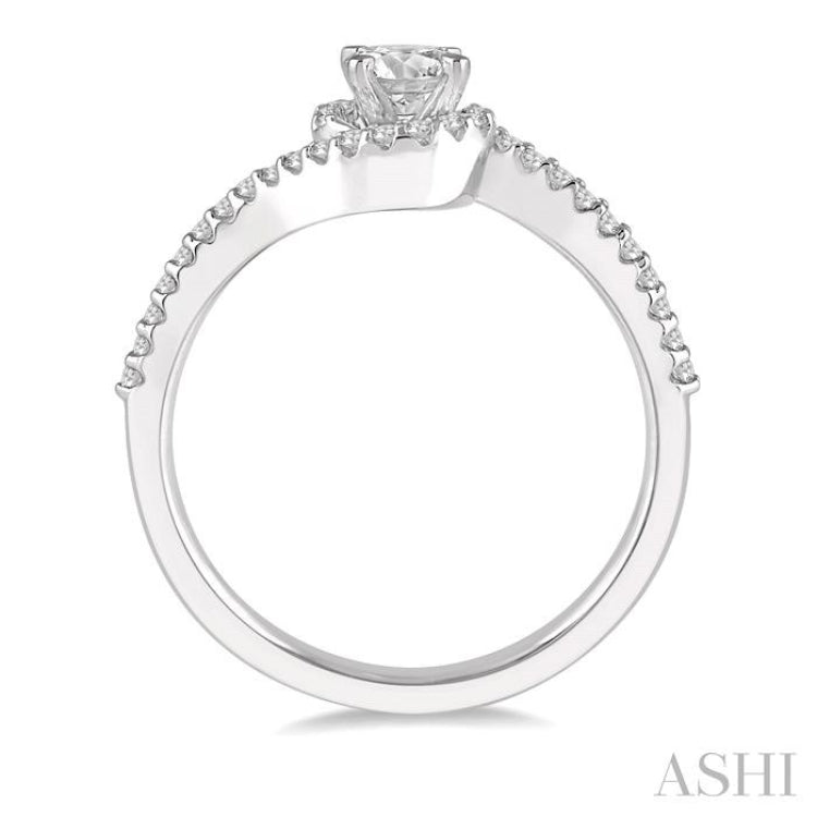 1/5 Ctw Embraced Semi-Mount Round Cut Diamond Engagement Ring in 14K White Gold 1/5 Ctw Embraced Semi-Mount Round Cut Diamond Engagement Ring in 14K White Gold