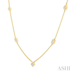 1/2 Ctw Bezel Set Mixed Cut Diamond Station Necklace in 14K Yellow Gold 1/2 Ctw Bezel Set Mixed Cut Diamond Station Necklace in 14K Yellow Gold