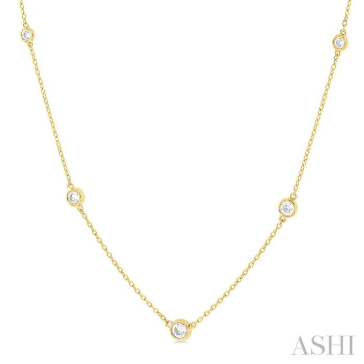 1/2 Ctw Bezel Set Round Cut Diamond Station Necklace in 14K Yellow Gold 1/2 Ctw Bezel Set Round Cut Diamond Station Necklace in 14K Yellow Gold