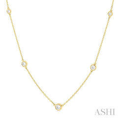 1/2 Ctw Bezel Set Round Cut Diamond Station Necklace in 14K Yellow Gold 1/2 Ctw Bezel Set Round Cut Diamond Station Necklace in 14K Yellow Gold