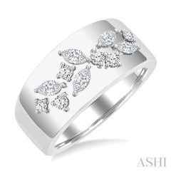 1/2 Ctw Marquise and Round Cut Diamond Fashion Wide Band in 14K White Gold 1/2 Ctw Marquise and Round Cut Diamond Fashion Wide Band in 14K White Gold