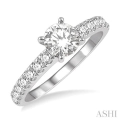1 1/10 ctw Round Brilliant Cut Diamond Ladies Engagement Ring with 5/8 Ct Round Cut Center Stone in 14K White Gold 1 1/10 ctw Round Brilliant Cut Diamond Ladies Engagement Ring with 5/8 Ct Round Cut Center Stone in 14K White Gold