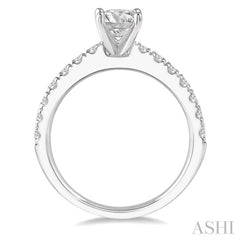 1 1/10 ctw Round Brilliant Cut Diamond Ladies Engagement Ring with 5/8 Ct Round Cut Center Stone in 14K White Gold 1 1/10 ctw Round Brilliant Cut Diamond Ladies Engagement Ring with 5/8 Ct Round Cut Center Stone in 14K White Gold