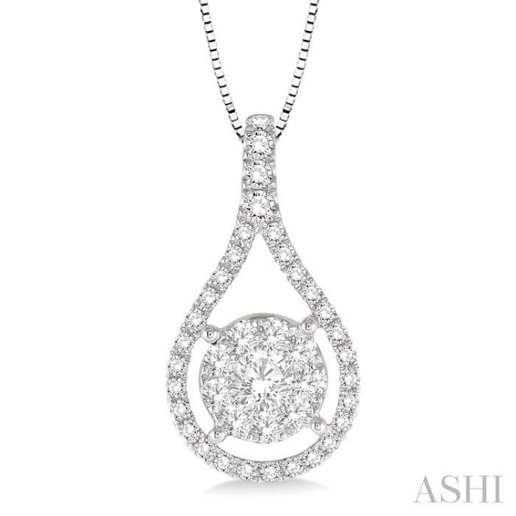 5/8 Ctw Lovebright Round Cut Diamond Pendant in 14K White Gold with Chain 5/8 Ctw Lovebright Round Cut Diamond Pendant in 14K White Gold with Chain