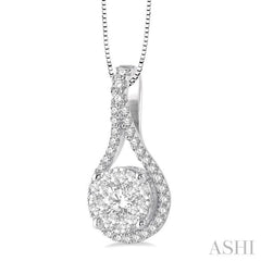 5/8 Ctw Lovebright Round Cut Diamond Pendant in 14K White Gold with Chain 5/8 Ctw Lovebright Round Cut Diamond Pendant in 14K White Gold with Chain