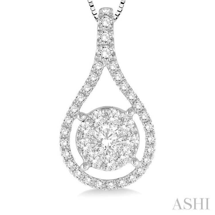 5/8 Ctw Lovebright Round Cut Diamond Pendant in 14K White Gold with Chain 5/8 Ctw Lovebright Round Cut Diamond Pendant in 14K White Gold with Chain