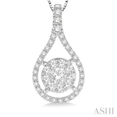 5/8 Ctw Lovebright Round Cut Diamond Pendant in 14K White Gold with Chain 5/8 Ctw Lovebright Round Cut Diamond Pendant in 14K White Gold with Chain